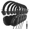 Maeline Black Headphones Bulk 5-Pack for Schools, Classrooms, Student Testing, Library, Computer Lab, Private Tutoring, Travel-Ready, Foldable Lightweight Headphones Stereo Sound, 3.5mm Jack view 1