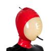 Yilen Latex Hood Inflatable Mask Full Face Hood Inflation Breathing Zipped Latex Mask (S, Red-Transparent) view 3