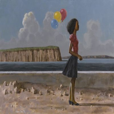 Hughie Lee-Smith : STROLL WITH BALLOONS : Archival Quality Art Print