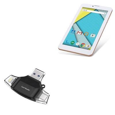 BoxWave Smart Gadget Compatible with Plum Optimax 2 - AllReader SD Card Reader, microSD Card Reader SD Compact USB - Jet Black