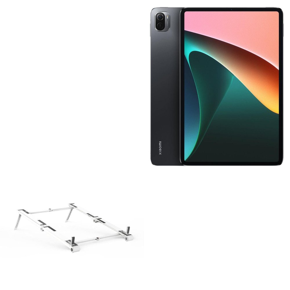 BoxWave Stand and Mount Compatible with Xiaomi Pad 5 - Pocket Aluminum Stand 3-in-1, Portable Multi Angle Viewing Riser - Metallic Silver