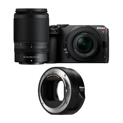 Nikon Z30 Mirrorless Camera Bundle with 16-50mm/50-250mm Lenses & Nikon FTZ Adapter II (2 Items)