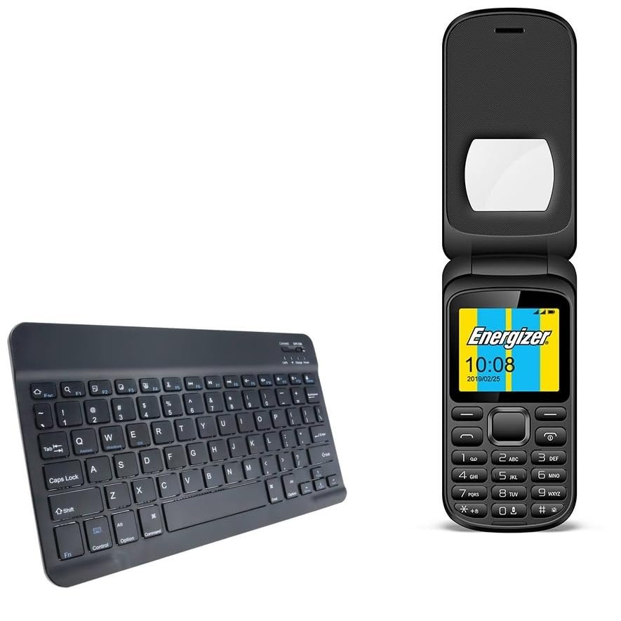 BoxWave Keyboard Compatible with Energizer E280s - SlimKeys Bluetooth Keyboard, Portable Thin with Chiclet-Style Keys - Jet Black