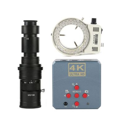 23MP 4K 1080P Ultra HD USB HDMI Digital Video Microscope Camera & 500X C-Mount Lens Whit 56-LED Adjustable Ring Light