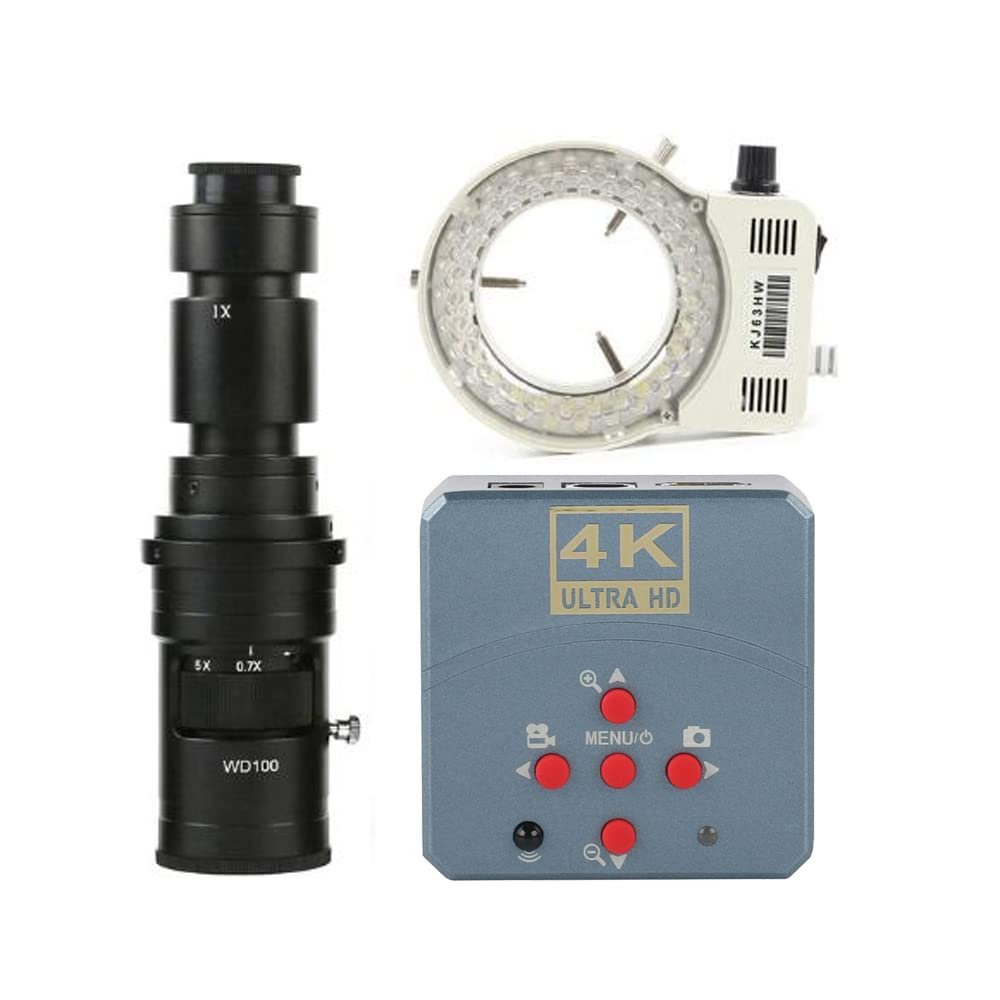 23MP 4K 1080P Ultra HD USB HDMI Digital Video Microscope Camera & 500X C-Mount Lens Whit 56-LED Adjustable Ring Light