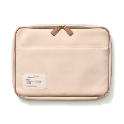 Francfranc 13"-14" Beige PC Stand with Storage Pocket, Quilted Fabric