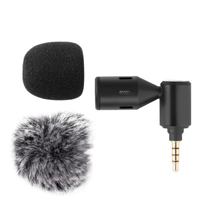 Andoer Mini Plug-in Smartphone Microphone Mobile Phone Microphone Cardioid Pickup 3.5mm TRRS Plug 90 Angle Adjustable with 2 Pieces Wind Protection for Smartphone Live Streaming Vlog Online Singing