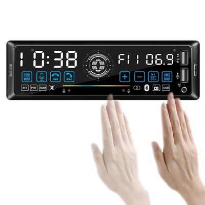 Car Audio FM Radio Reciever Stereo Capacitive Touch Button Gesture Control Multimedia Single Din Bluetooth Audio Hands-Free Built-in Microphone MP3 Player No CD/DVD Player USB Port AUX Input