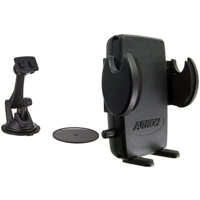 ARKON Replacement or Upgrade Windshield or Dashboard Sticky Suction Mount with 3 inch Arm Dual T Holders and Magellan GPS & Mega Grip Universal Phone Holder 20 10 Retail Black