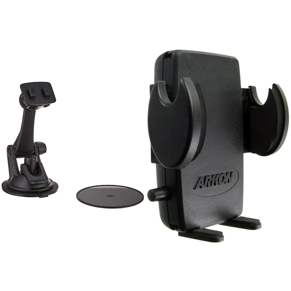 ARKON Replacement or Upgrade Windshield or Dashboard Sticky Suction Mount with 3 inch Arm Dual T Holders and Magellan GPS & Mega Grip Universal Phone Holder 20 10 Retail Black