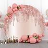 Leyiyi 7.5x7.5ft Rose Gold Round Backdrop Cover Luxurious Glittering Sequins Starlight Background for Photography Deluxe Drippy Circle Backdrop Children Adult Birthday Baby Shower Banner Photo Props view 3
