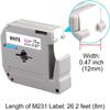 Anycolor 10-Pack Replacement for Brother P Touch M Tape M-K231 Label Tape M-231 M231 MK231 M-K231s Tape 12mm 0.47 White, for PT-M95 PT-90 PT-70BM PT-65 Label Maker, Black on White view 3