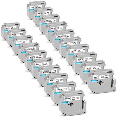 Anycolor 20-Pack M-K231s Label Tape Compatible with Brother P Touch M Tape M-K231 M-231 MK231 12mm 0.47 White, for Brother PTouch PT-M95 PT-90 PT-70 PT-65 PT-45 Label Maker Tape Refills