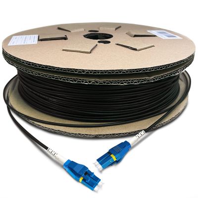 500 Feet (150 Meters) Uniboot LC to LC Outdoor Armored Fiber Patch Cable, Low Friction Single Mode Duplex Fiber Optic Cable Jumper Optical Patch Cord, 9/125um, (OS1/OS2 Compatible), LSZH Black