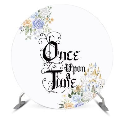 Iydamc Once Upon a Time Ancient Castle Princess Romantic Story Round Cover Backdrop for Kids Baby Shower Birthday Party Cake Table Decoration Background Circle Banner Props Dia-6ft NO90