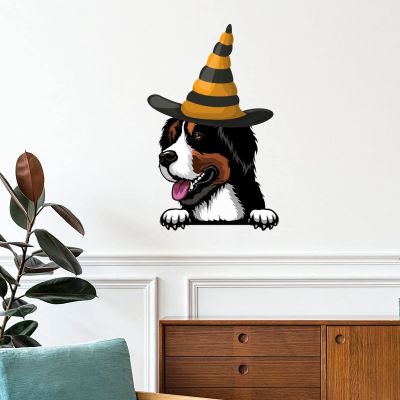 Halloween Stickers Witch Big Mountain Welcome Halloween Wall Decals Big Mountain Dog Wall Art Removable Poster Vinyl Wallpaper for Kids Boys Room Nursery Classroom Halloween Party Supplies 24 inch