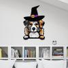 Halloween Stickers Witch Australian Shepherd Welcome Halloween Wall Decals Australian Shepherd Dog Wall Art Removable Vinyl Wallpaper for Kids Boys Room Nursery Halloween Party Supplies 24 inch view 4