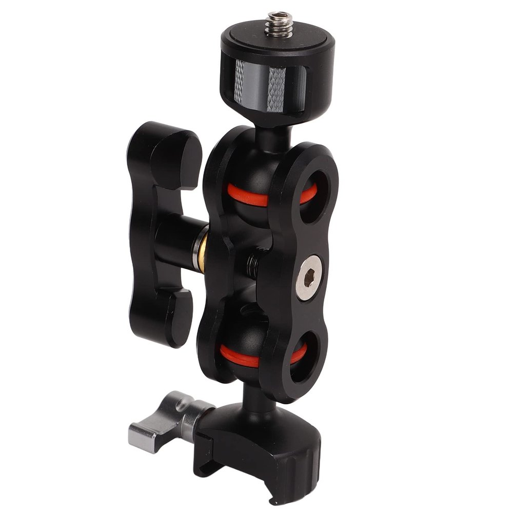 Adjustable Friction Articulating Magic Arm, 360 Degree Super Clamp Camera Mount with 1/4 Inch Screw Mout, Magic Arm Butterfly Clip, for Field Monitors, LED Lights, Audio Equipment
