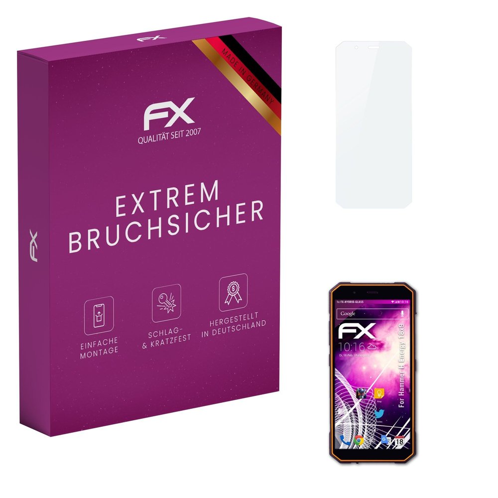atFoliX Plastic Glass Protective Film compatible with Hammer H Energy 18x9, 9H Hybrid-Glass FX Screen Protector