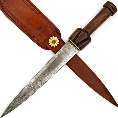 Armory Replicas Divine Judgement Ornate Damascus Steel Ceremonial Dagger | Medieval Inspired Hand Forged Collectible Knife with Leather Sheath