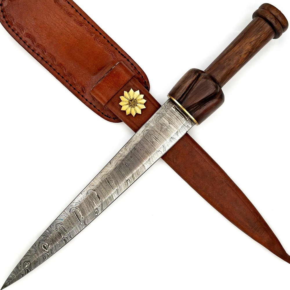 Armory Replicas Divine Judgement Ornate Damascus Steel Ceremonial Dagger | Medieval Inspired Hand Forged Collectible Knife with Leather Sheath