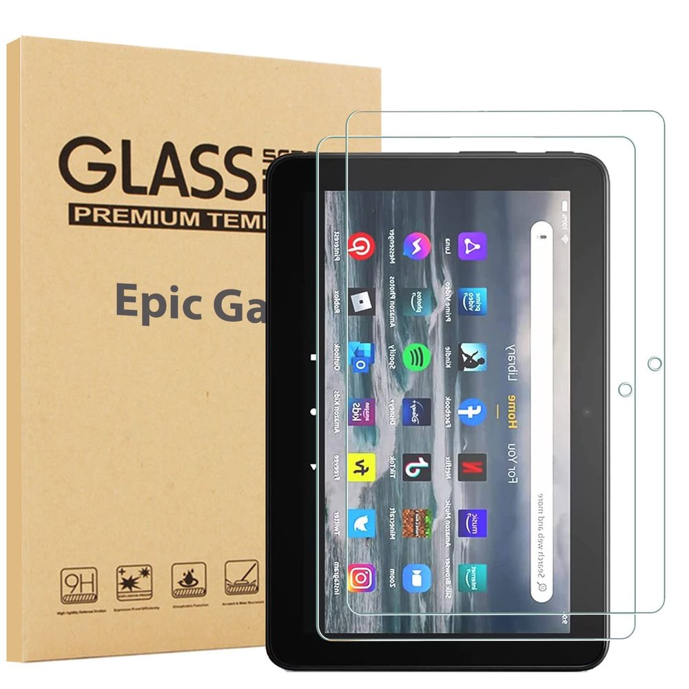 [2-Pack] EpicGadget Glass Screen Protector for Amazon Fire 7 Tablet 7-inch (12th Generation - 2022 release) / Fire 7 Kids edtion (12th Gen, 2022) - Tempered Glass Film / 9H Hardness/High Definition