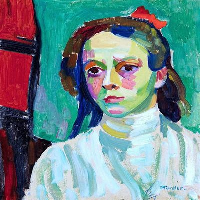 Gabriele Mnter : 1908 : Girl with Red Ribbon : Archival Quality Art Print