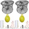 2-Pack of KUFA Sports Foldable Prawn Trap (Stretched Mesh Size:1-3/4") with 400' Rope, Yellow Float, Plastic Vented Bait Cage & Harness Combo (PRN59+PBMH5) x2 view 1