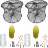 2-Pack of KUFA Sports Foldable Prawn Trap (Stretched Mesh Size:1-3/4") with 400' Rope, Yellow Float, Plastic Vented Bait Cage & Harness Combo (PRN59+PBMH1) x2 view 1