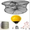 KUFA Sports Foldable Prawn Trap (Stretched Mesh Size:1-3/4") with 400' Rope, Yellow Float, Plastic Vented Bait Cage & Harness Combo (PRN59+PBQH38Y) view 1