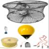 KUFA Sports Foldable Prawn Trap (Stretched Mesh Size:1-3/4") with 400' Rope, Yellow Float, Plastic Vented Bait Cage & Harness Combo (PRN59+PBPH38Y) view 1