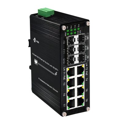 Centopto Industrial 14-Port PoE Switch - 4x 1G SFP, 2x 10G SFP+, 8x RJ45 10/100/1000Mbps PoE, DIN Rail Mount