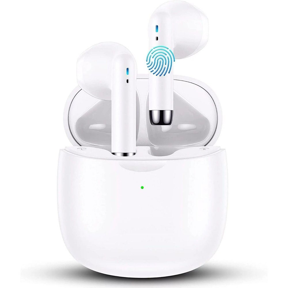 TWS Wireless Bluetooth 5.0 Earbuds with Charging Case for Motorola One Action in-Ear Earphones Headset with Mic and Touch Control - White