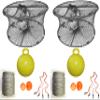 2-Pack of KUFA Sports Foldable Prawn Trap (Stretched Mesh Size:1-3/4") with 400' Rope, Yellow Float, Bait Bag & Harness Combo (PRN59+PAL5+HA2) X2 view 1