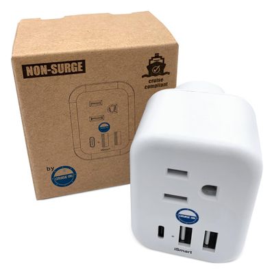 Cruise Approved Power Strip Non Surge Protector for Cruise Ship Multi Plug, 6 Outlets, 2 USB-A, 1 USB-C, & 3 AC Outlet for Carnival, Celebrity, Princess, Norwegian & Major Lines in 2026 & 2027
