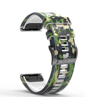 GANYUU Sport Printing Silicone Watchband Wrist Straps for Garmin Fenix 7X 7 6X 6 Pro 5X 5 Plus 3 3HR Easy Fit Quick Release 26 22mm Bracelet (Color : Color P, Size : Approach S60 S62)