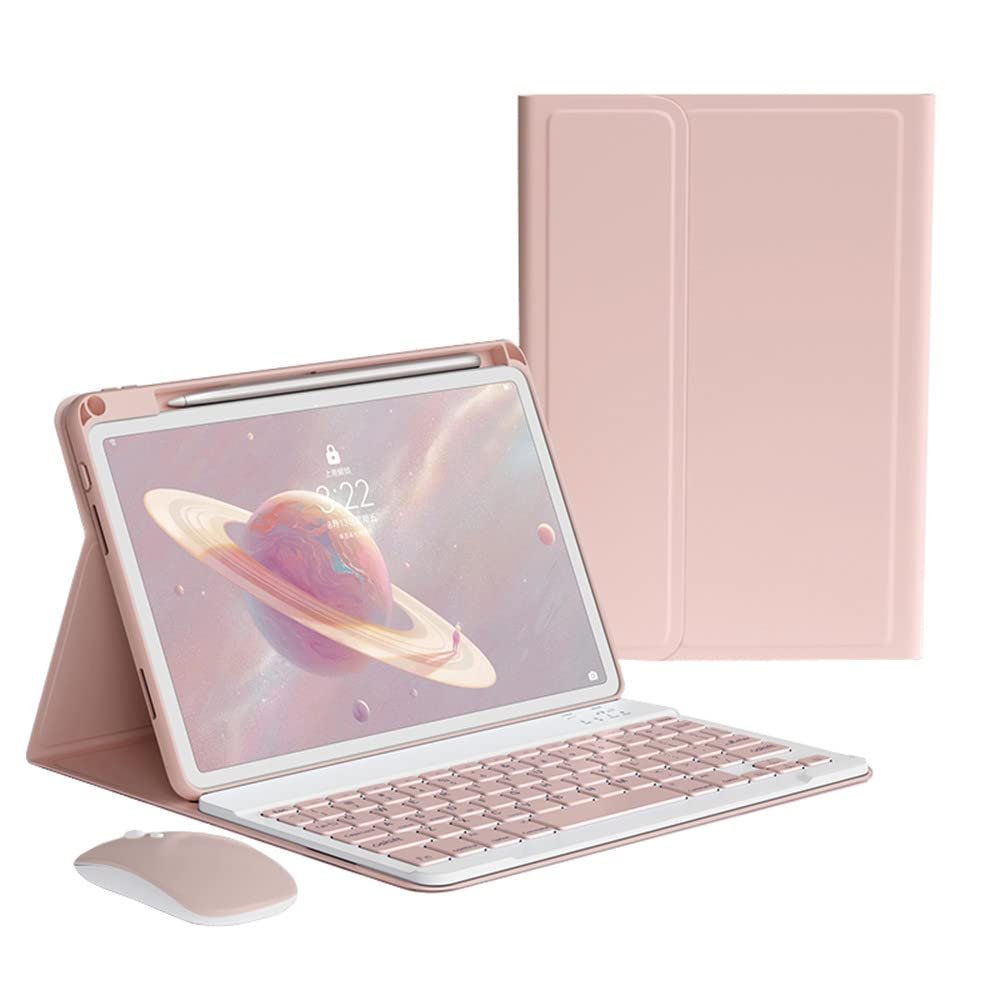 kaitesi Keyboard Case Mouse for iPad Air 11 inch (M3/M2)/ Air 5th 4th Generation 10.9"/ iPad Pro 11 4th/3rd/2nd/1st Gen Case with Magnetic Detachable Color Keyboard (Pink)
