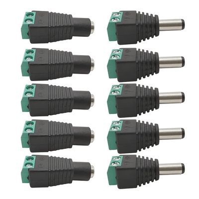ZXMJYHK Barrel connectors 5.5 X 2.1mm Male and Female Power Plugs Jack Socket Adapter 5.5 * 2.1mm Plugs Jack Cable Connector for CCTV LED Strip Light (Color : 5male and 5 Female)