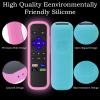 2Pack Silicone Controller Sleeve for Roku Express 4K+ 2021 | Universal Roku Remote Case with Lanyards Glow Pink&Sky Blue view 3