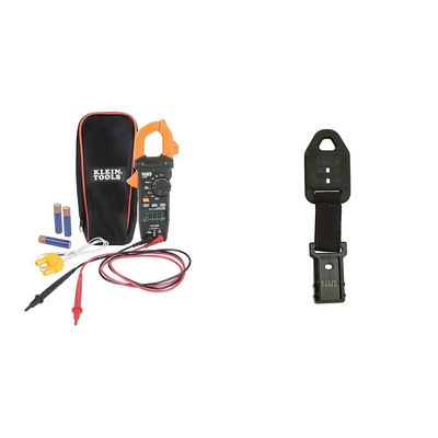 Klein Tools CL220 Digital Clamp Meter, Auto-Ranging 400 Amp AC, AC/DC Voltage, TRMS, Resistance, Continuity, NCVT Detection, and Temp & 69417 Rare-Earth Magnetic Hanger, with Strap
