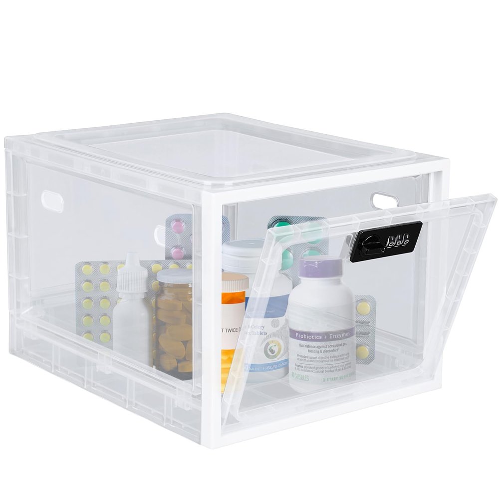 Lalifebuss Medicine Lock Box, Medication Lockable Container for Refrigerator Food Safe Locking Box Tablet Phone Locked Box for Kitchen Home School and Office Safety