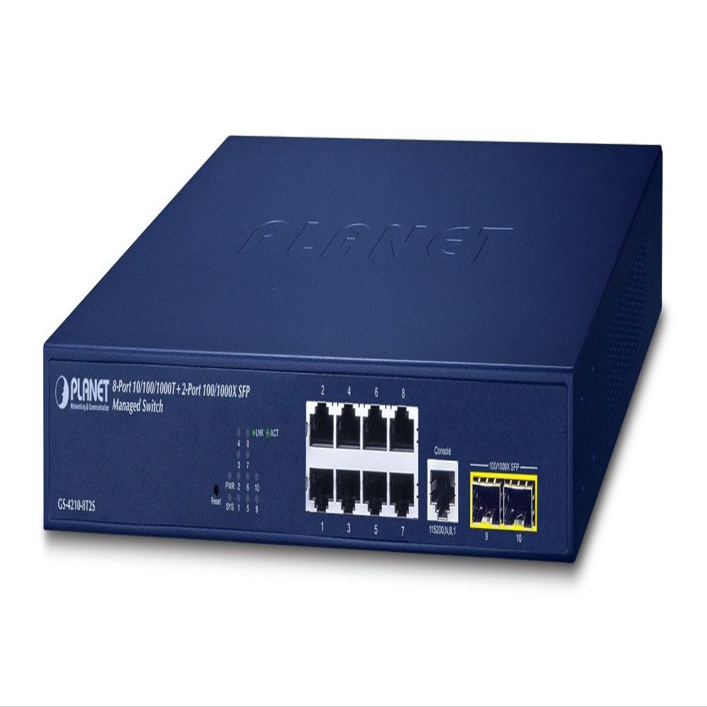 Planet IPv4/IPv6, 8-Port 10/100/1000T + 2-Port, W126094046 (10/100/1000T + 2-Port 100/1000X SFP L2/L4 SNMP Manageable Gigabit Ethernet Switch, 12-inch and)