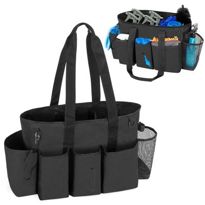 LoDrid Professional Cleaning Tote Caddy for Cleaning Supply, Black