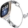 Bling Diamond Bracelet Compatible with Fitbit Versa 4/Sense 2,Metal Classy Bands Stainless Steel Wrist Bands Waterproof Strap for Fitbit Versa 4 Band for Women (Black/Silver) view 1