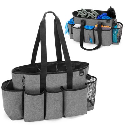 LoDrid Professional Cleaning Tote Caddy for Cleaning Supply, Gray