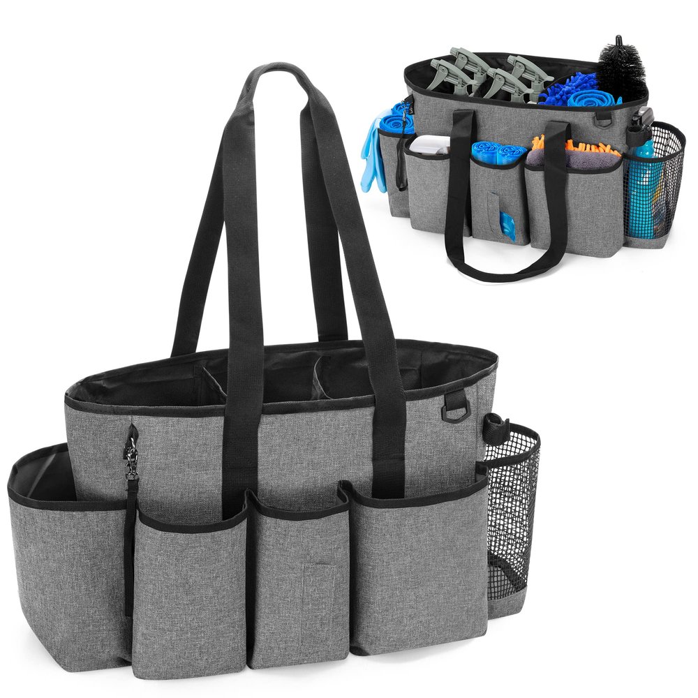 LoDrid Professional Cleaning Tote Caddy for Cleaning Supply, Gray