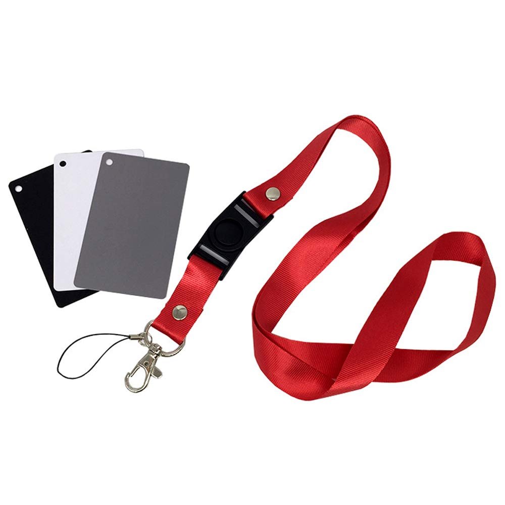 Andoer White Black 18% Gray Color Balance Cards Digital Grey Card with Neck-Strap DSLR Camera White Balance Card Photography Accessory