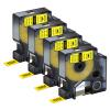 NineLeaf 4 Pack Compatible Industrial Tape Replacement for DYMO Rhino 18431 Black on Yellow 9mm Vinyl Permanent Label Tapes 3/8" x 18' for Rhino 5200 4200 1000 3000 5000 6000 Label Makers view 1