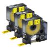 NineLeaf 3 Pack Compatible Industrial Tape Replacement for DYMO Rhino 18431 Black on Yellow 9mm Vinyl Permanent Label Tapes 3/8" x 18' for Rhino 5200 4200 1000 3000 5000 6000 Label Makers view 1