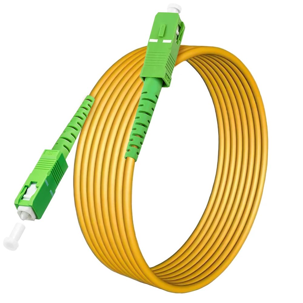 100ft (30m) SC/APC to SC/APC Fiber Optic Internet Cable, Single Mode Fiber Patch Cable, Fiber Optic Jumper Cable, Optical Patch Cord for Internet - SIMPLEX - 9/125um - OS1/OS2 Compatible, LSZH Yellow